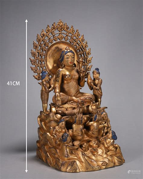 51BidLive A Gilding Copper Kashmir Guanyin Bodhisattva Statue