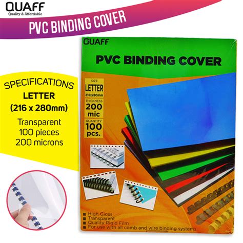 QUAFF Clear PVC Binding Cover Short A4 Long Size 200 Microns 100