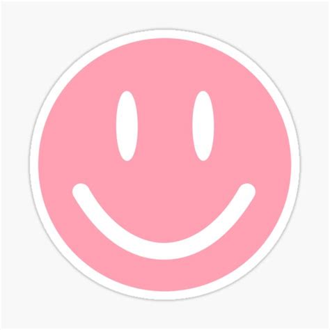 "Happy Smiley Face Unique Emoji in Deep Pink and White Color" Sticker ...