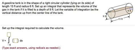 SOLVED Gasoline Tank In The Shape Of Right Circular Cylinder Lying