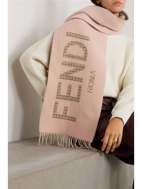 Fendi Fringed Logo Jacquard Wool And Cashmere Scarf Net A Porter