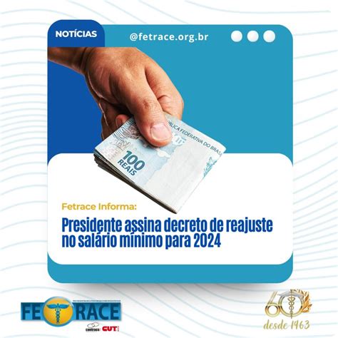 Presidente Decreta Reajuste Do Salário Mínimo Para 2024 Fetrace