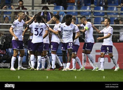 Brussels Belgium 21st Sep 2023 Fiorentina S Players Celebrate After