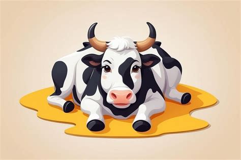 Premium Photo | Cute Cow Lying Down Cartoon Vector Illustration