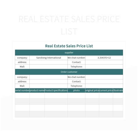 7 Real Estate Sales Price List Excel Template And Google Sheets File ...