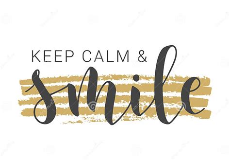 Handwritten Lettering Of Keep Calm And Smile Vector Illustration Stock