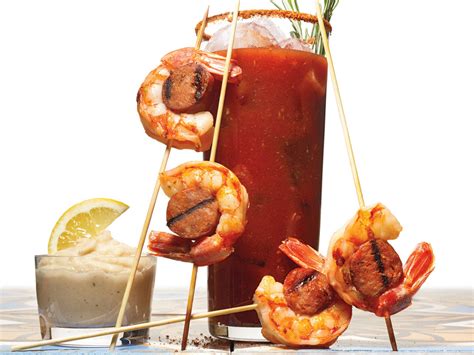 How To Make Shrimp And Chorizo Skewers With Roasted Garlic And White Bean Dip Mens Journal