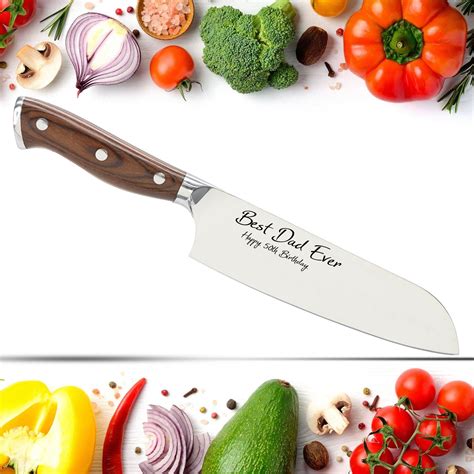 Santoku Cuchillo De Acero Inoxidable Profesional Grabado Personalizado