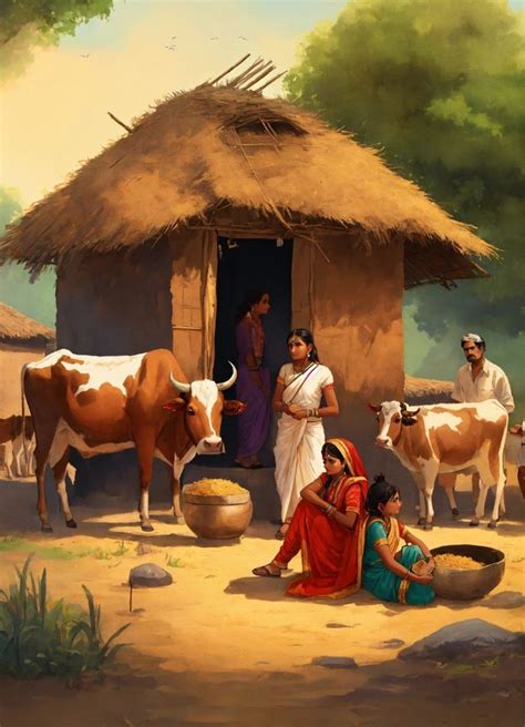 ancient indian family | Village scene drawing, Canvas art painting ...