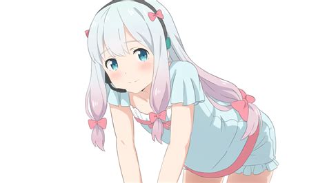 Aqua Eyes Eromanga Sensei Fukuri Gray Hair Headphones Izumi Sagiri Loli