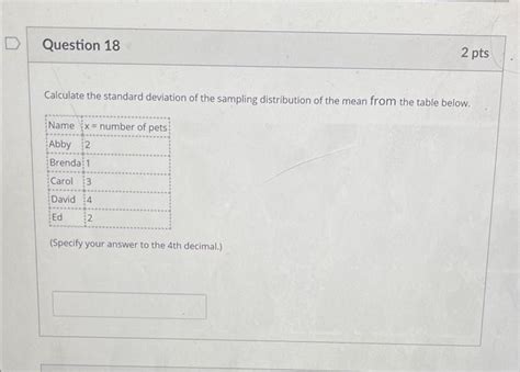 Calculate the standard deviation of the sampling | Chegg.com 