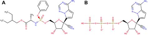 Chemical structures of (A) remdesivir as the phosphoramidate prodrug of ...