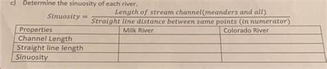 c) Determine the sinuosity of each river. Exercise | Chegg.com