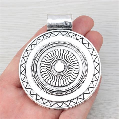 Pendentif Tribal Boho Boh Mien En Argent Tib Tain Grand M Daillon Rond