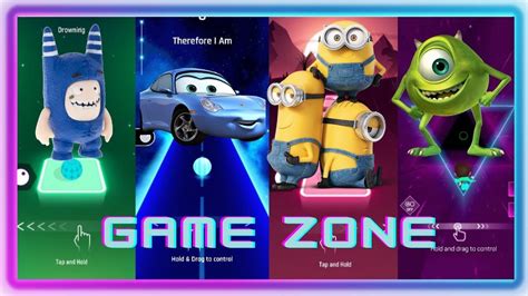 Oddbods Vs Cars Vs Minions Vs Mike Wazowski Tiles Hop Smash Colors 3D