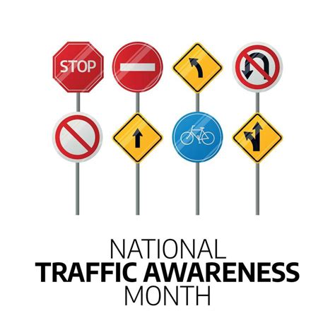 national traffic awareness month design template. traffic symbol vector design. flat traffic ...