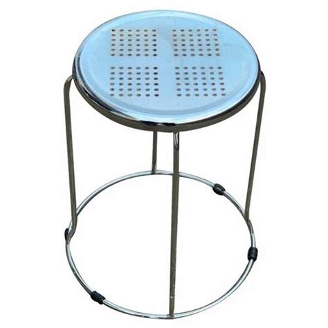 Polished Stainless Steel Round Blue Top Stool At Rs 727 In Moradabad