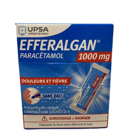 Efferalgan 1000mg en granulés en sachet sans eau arome fruits rouges