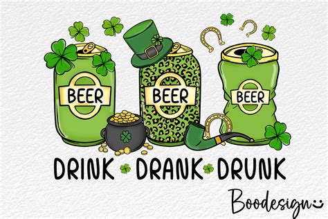 Funny St Patricks Day Drink Drank Drunk Graphic By Boodesign