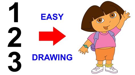 Turn 123 Into Dora Drawing Easy How To Draw Dora The Explorer Drawing