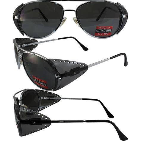 Aviator Z Safety Sunglasses Side Shields Smoke Lenses