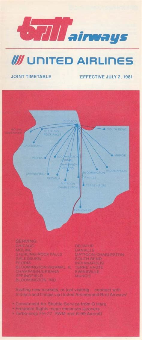 Britt Airways Timetables And Route Maps The Airchive