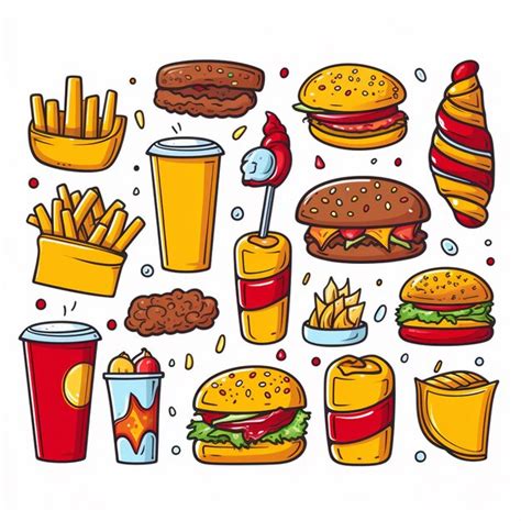 Burger Essen Vektor Hamburger Illustration Symbol Restaurant Pizza Fast