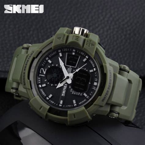 Skmei Dual Mode Sports Watch Army Green Latestgadget