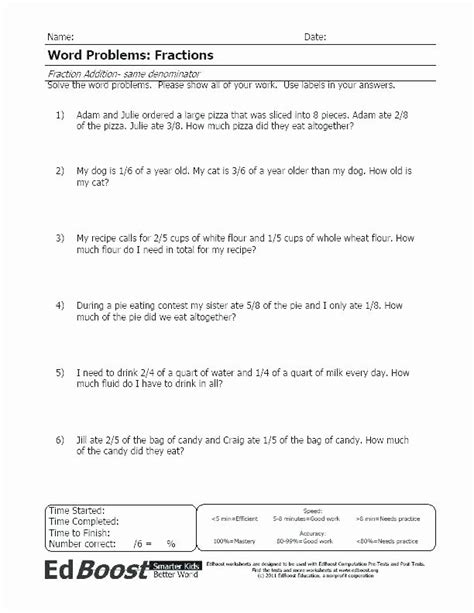 50 Multiplying Fractions Word Problems Worksheet