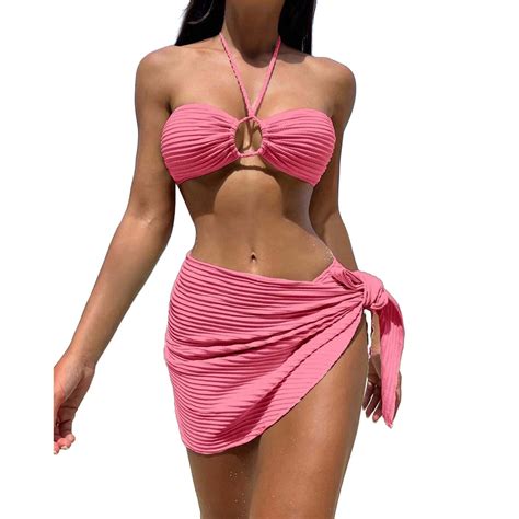 Xuapaodt Bikini Set Women S Three Piece High Waisted Bikini Sets Sporty