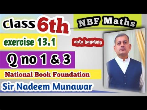 Class 6th Ex 13 1 Q No 1 Q No 3 NBF Maths Data Handling Find Mean