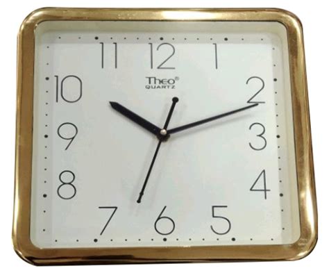 Golden White And Black Analog Theo Square Quartz Wall Clock For Home