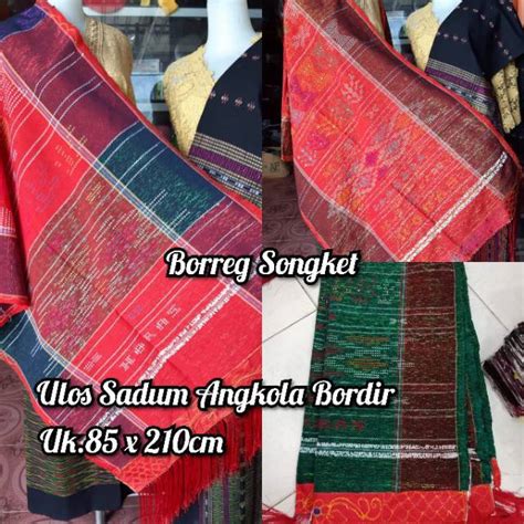 Jual ULOS SADUM ANGKOLA BORDIR CANTIK DIMENSI PADAT ULOS BATAK MERAH