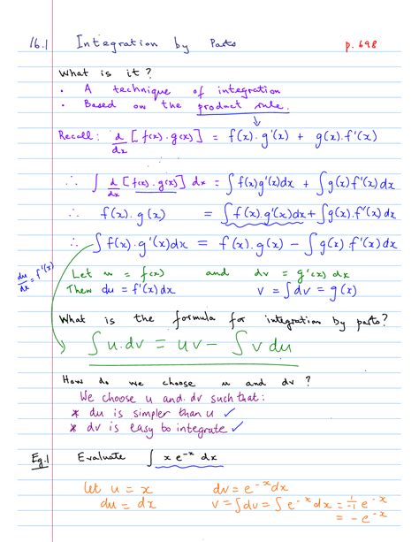 Solution Integration By Parts Formulas Notes And Examples Paper Worksheets Library