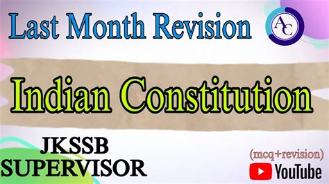 Indian Constitution Mcqs Cum Revision Jkssb Supervisor Social Welfare