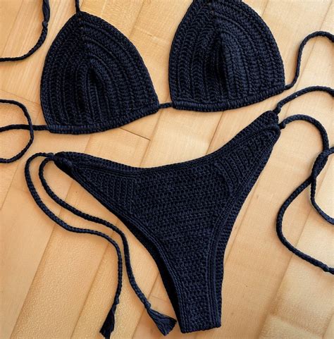 Crochet Bikini Set Brazilian Style Handmade In Cotton Custom Made Summer Swimwear