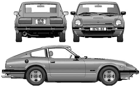 1980 Datsun 280ZX Fairlady Coupe V2 Blueprints Free Outlines