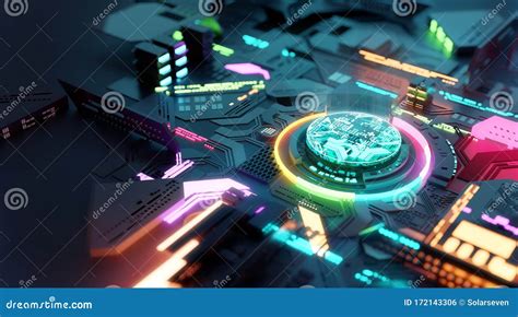 Colourful Futuristic Processor Cpu Concept Stock Illustration