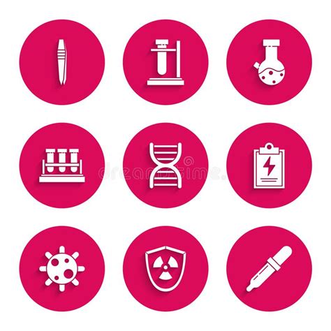 Set Dna Symbol Radioactive In Shield Pipette Laboratory Clipboard