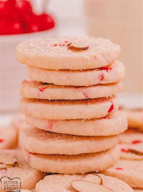 Cherry Almond Shortbread Cookies Butter With A Side Of Bread