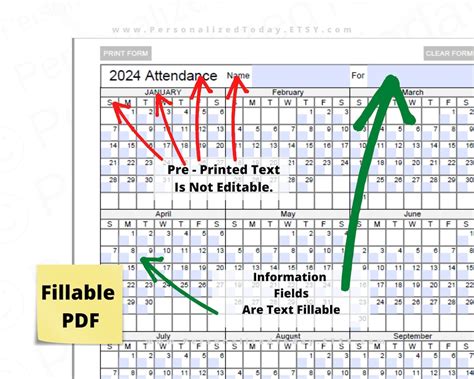 Free Printable Attendance Calendar Printable Calendar