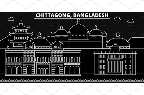 Chittagong Silhouette Skyline Bangladesh Chittagong Vector City