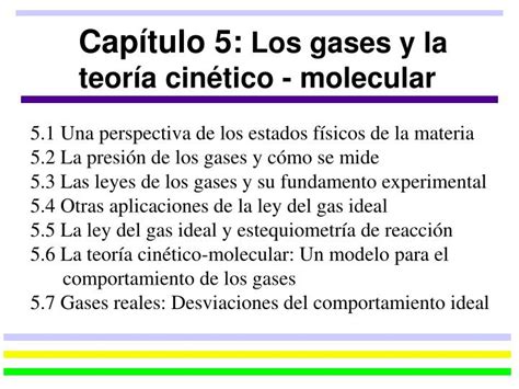 Ppt Cap Tulo Los Gases Y La Teor A Cin Tico Molecular Powerpoint