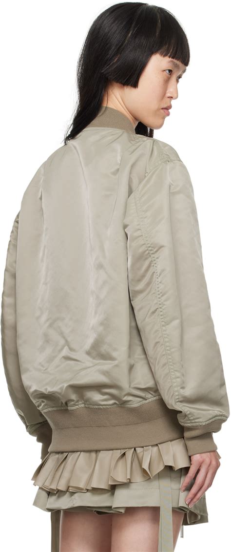 Sacai Khaki Pleated Bomber Jacket Sacai