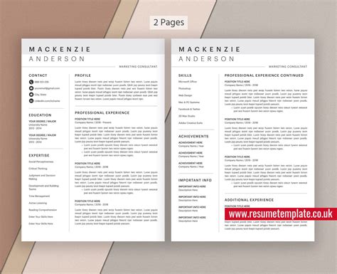 Mac Pages Simple Resume Cv Template Cover Letter Curriculum Vitae