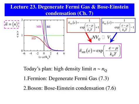 Ppt Lecture 23 Degenerate Fermi Gas And Bose Einstein Condensation Ch