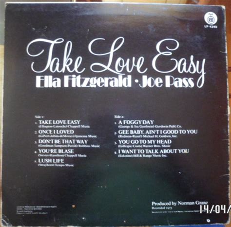 Take Love Easy Ella Fitzgerald And Joe Pass 1974 07 15 Lp Pgp Rtb