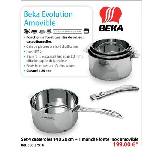 Promo Set 4 Casseroles 14 à 20 Cm 1 Manche Fonte Inox Amovible chez