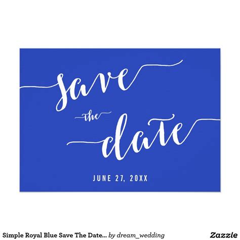 Simple Royal Blue Save The Date Invitation Cards Simple Wedding