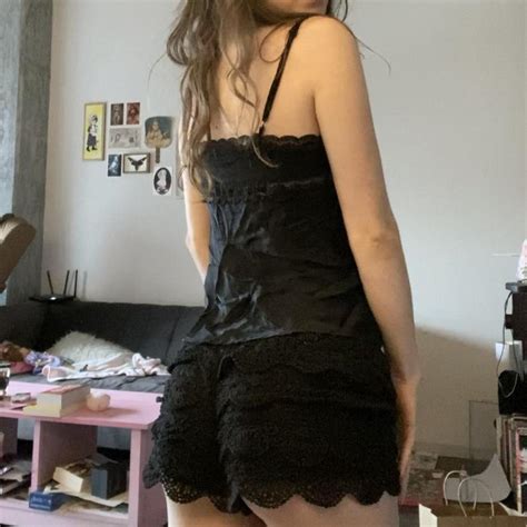 Coquette Silk Lace Black Babydoll Lingerie Top Depop